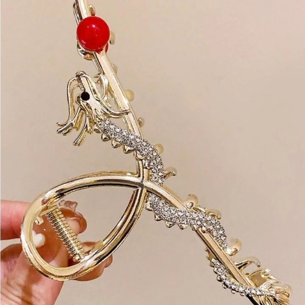 Gold Rhinestone Dragon Hair Claw Hair Accessory